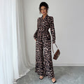 Elegant Leopard Print Wide-Leg Jumpsuit