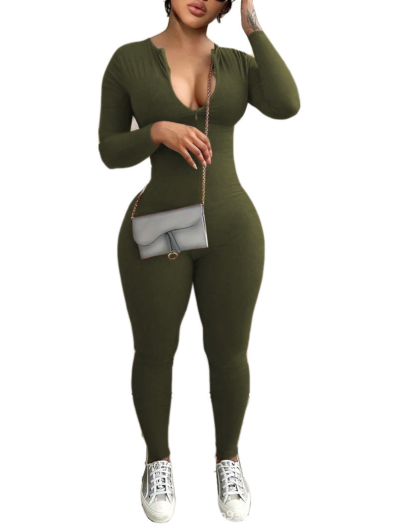 Seamless Long Sleeve Zipper Jumpsuit