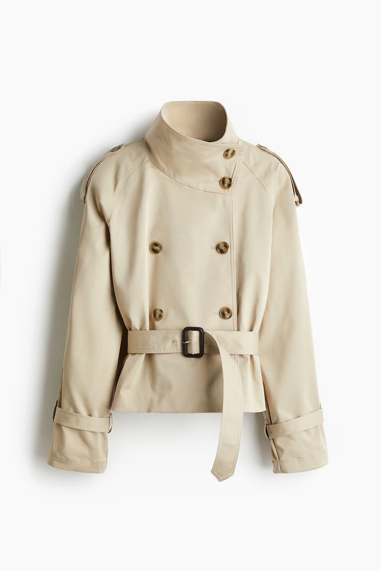 waist-cinched short windbreaker coat