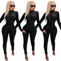 Women's Printed Mesh Long Sleeve Jumpsuit