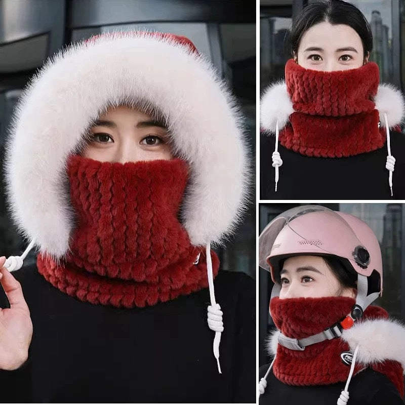 Windproof Winter Hat with Scarf and Mask for Women