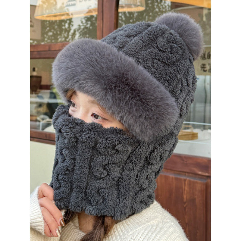 Windproof Winter Hat with Scarf and Mask for Women
