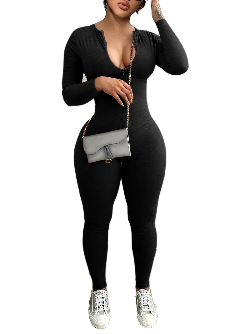 Seamless Long Sleeve Zipper Jumpsuit