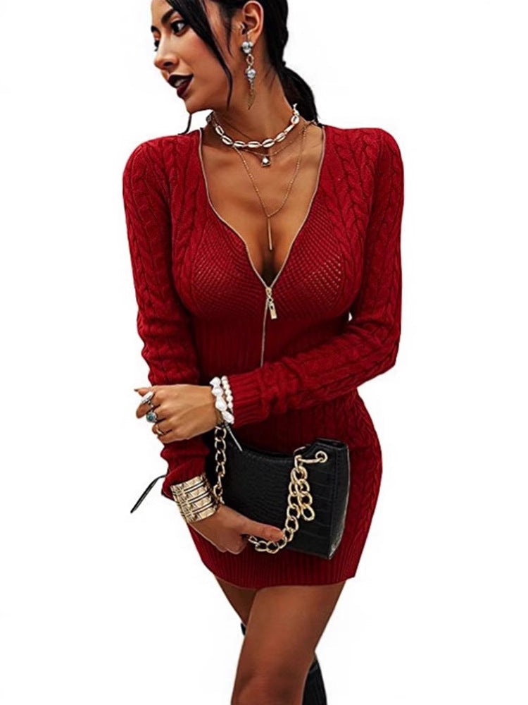 Solid Color Slim Dress for Women