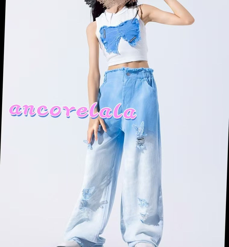 Sleeveless Ripped Jeans