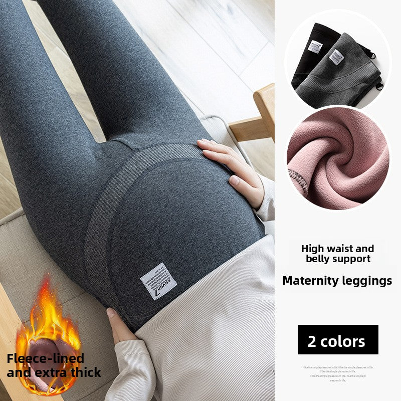 Maternity Leggings with Belly Support Cotton Cropped Pants