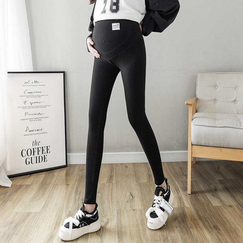 Maternity Leggings with Belly Support Cotton Cropped Pants