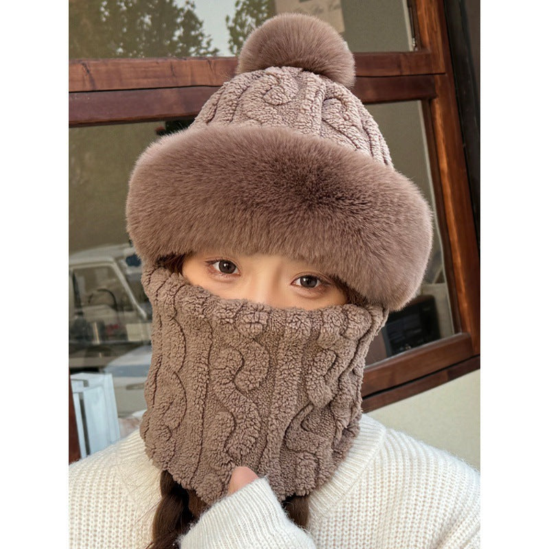 Windproof Winter Hat with Scarf and Mask for Women