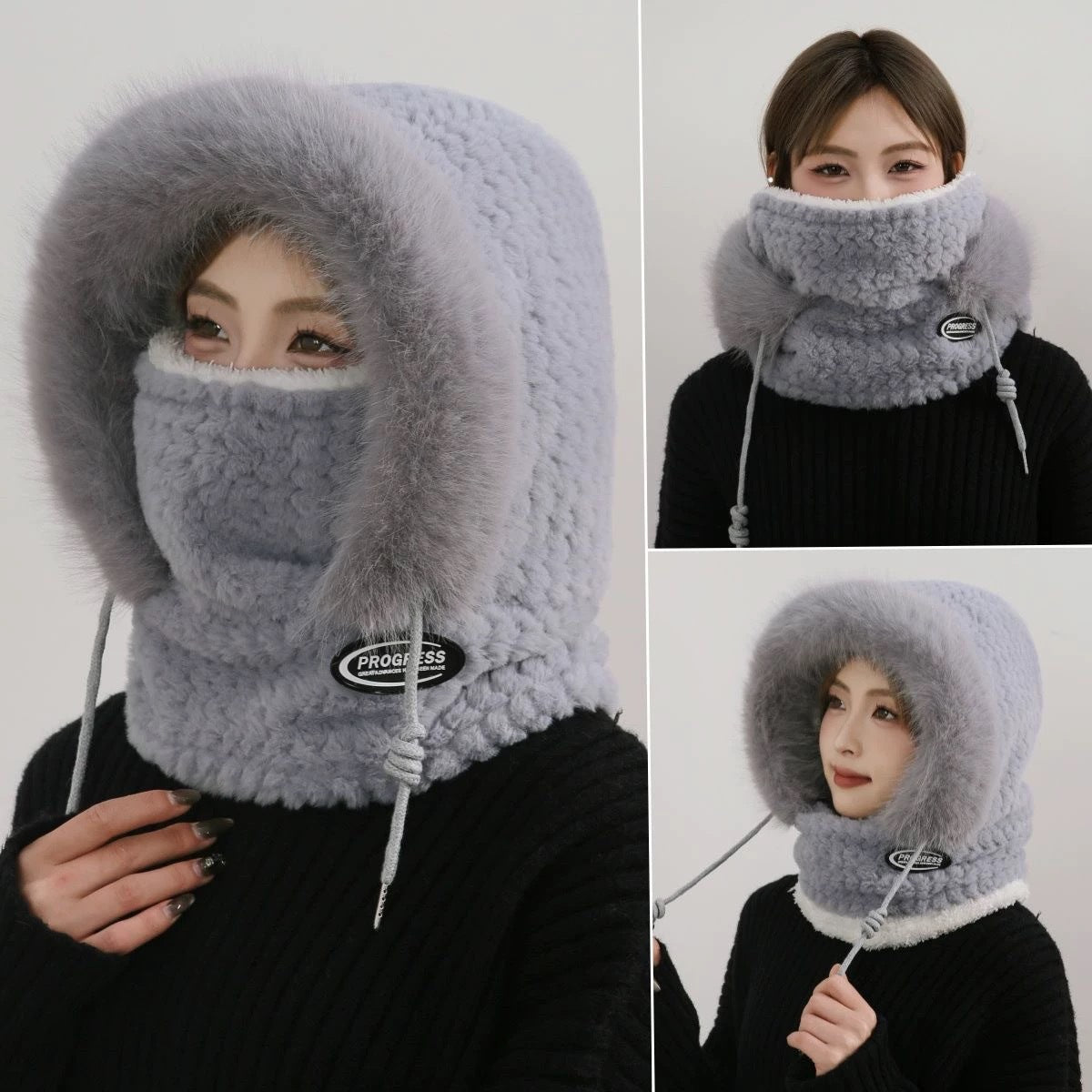 Windproof Winter Hat with Scarf and Mask for Women