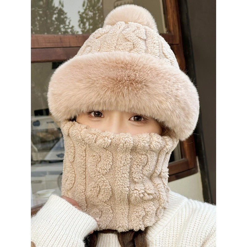 Windproof Winter Hat with Scarf and Mask for Women